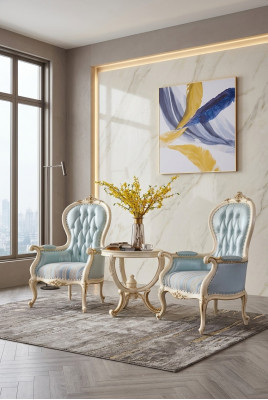 Wunnzëmmer Set 2x Fauteuils Couchtisch 3-Deeler Luxus Banneraum Lounge Club Miwwelen