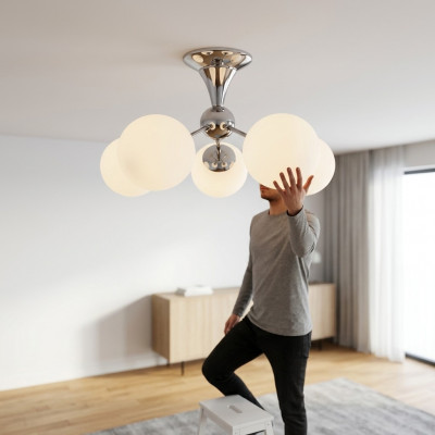 Plafonnière Chrom Pendellampe Wunnzëmmer Luxus Luucht Luuchten
