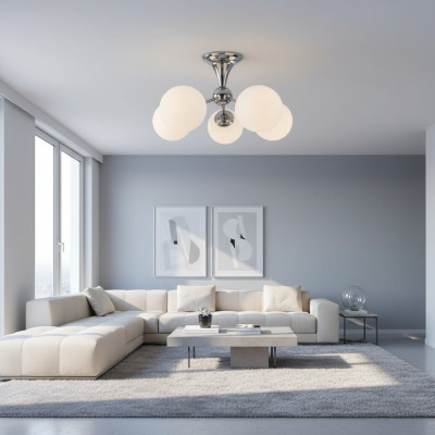 Plafonnière Chrom Pendellampe Wunnzëmmer Luxus Luucht Luuchten