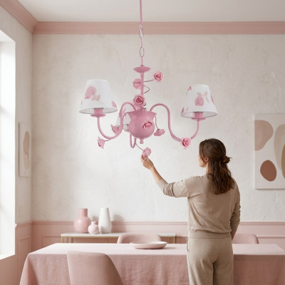 Plafongslampe rosa mat modernen Design am Wunnzëmmer Schlofzëmmer nei
