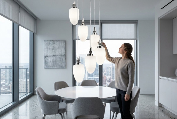 Plafongslampe E modernt wäisst Glas Wunnzëmmer Luxus 50x130 Chrom