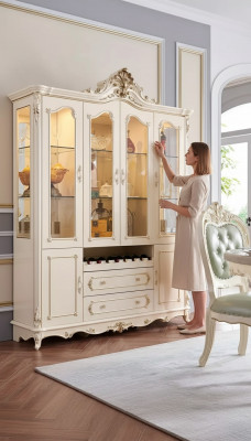 Vitrinn aus Holz klassesch Wunnzëmmermiwwelen neit Luxus Interieur Perleweist
