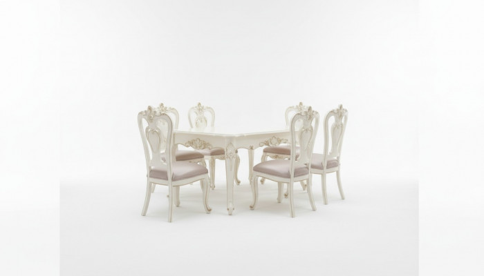Iesszëmmer Set luxuriéis Iessdësch 6x Still klassesch Miwwelen 7tlg nei