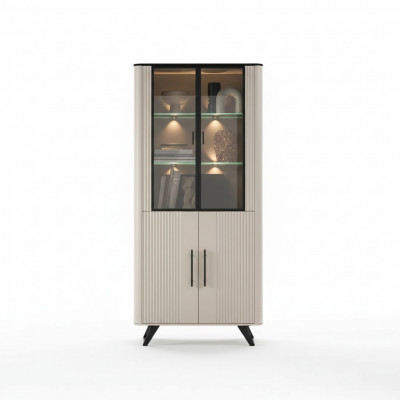 Vitrine Wunnzëmmer modern a luxuriéis beige Glasschaf Schief Schaf