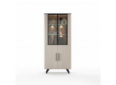Vitrine Wunnzëmmer modern a luxuriéis beige Glasschaf Schief Schaf