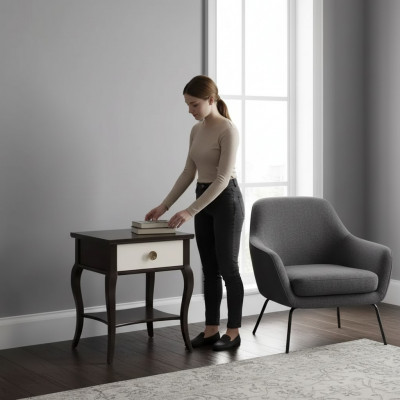 Nuechtstëppel Holz Dësch Schlofkummer Design Säitentëppel antik Stil Nei