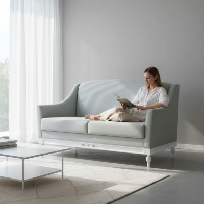 Canapé 2 Plazen Canapéen Design Luxus Textil Holz Polster Zwëschesëtzer Couchen