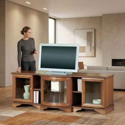 Wunnzëmmer TV-Stänner Fernseh Lowboard Schaf Miwwel Holz RTV 177cm