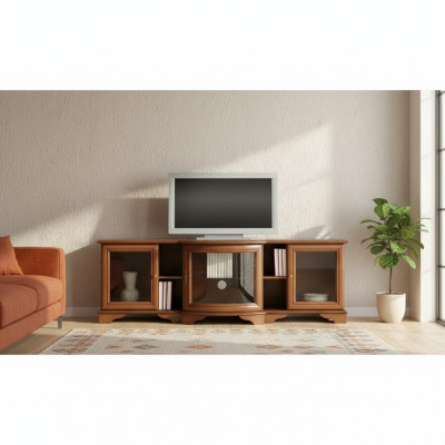 Wunnzëmmer TV-Stänner Fernseh Lowboard Schaf Miwwel Holz RTV 177cm
