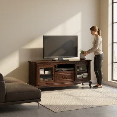 Wunnzëmmer TV Stänner Modern Fernseher Stänner Massivholz Schaf Miwwelen