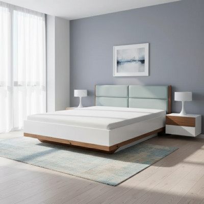 Bett Modern Stil Duebelbetter Luxus Design Schlofzëmmer Miwwelen Holzbett