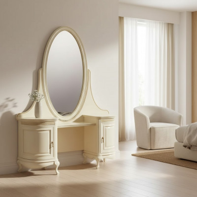 Make-up Dësch Spigel Schlofkummer Luxusmiwwelen beige Konsolen Säitenbord Dësch