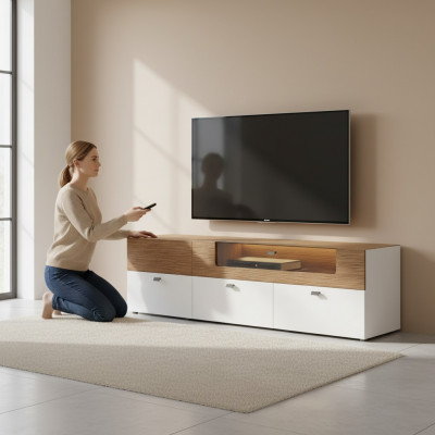 Design Wandkierch Regal Wand Regaler Wunnzëmmer TV-Stänn Holz