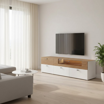 Design Wandkierch Regal Wand Regaler Wunnzëmmer TV-Stänn Holz