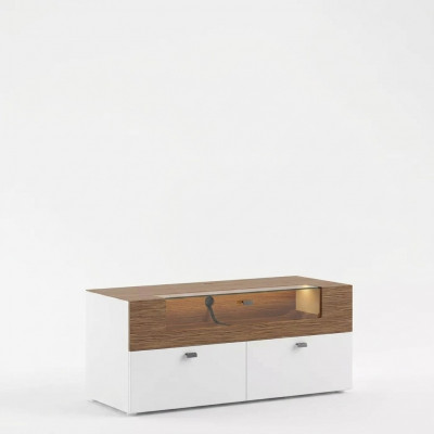 Wunnwand TV Stänner wäiss RTV Lowboard Vitrine Holz Modern Wunnzëmmer