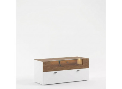 Wunnwand TV Stänner wäiss RTV Lowboard Vitrine Holz Modern Wunnzëmmer