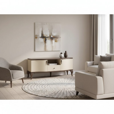 TV-Stänner Wunnzëmmer beige Miwwelen Holz Sideboard Stil modern