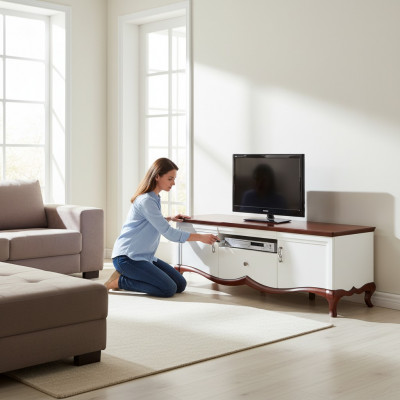 RTV Lowboard TV-Ständer Sideboard Holz Luxus wäiss Wunnzëmmer Schaf