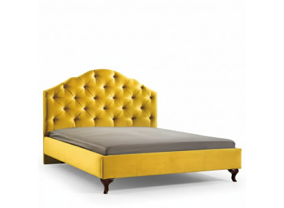 Chesterfield giel Bett fir d’Schlofkummer Betten Duebel hellen Luxus