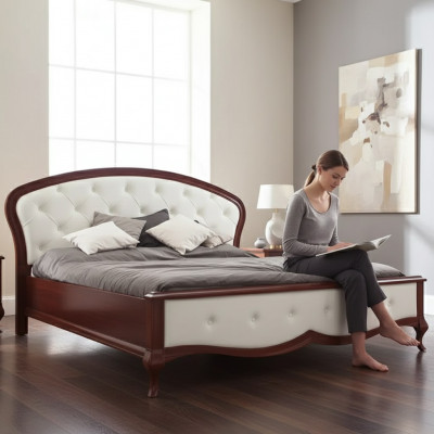 Bett Këssen Design Luxus Duebel Hotel Better Barock Holz Miwwelen Neiegkeet
