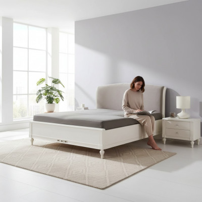 Bett Modernen Design Luxus Polster Bettstoff Bett am Schlofzëmmer