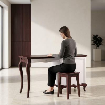 Klassesche Schreifdësch Luxuriéis Büro Miwwelen aus wäissem Holz Exklusiv