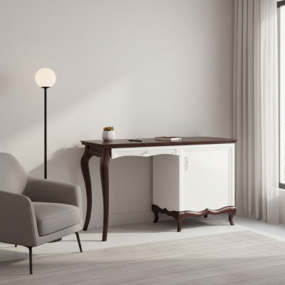 Klassesche Schreifdësch Luxuriéis Büro Miwwelen aus wäissem Holz Exklusiv