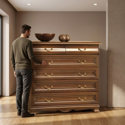 Schief geziichten Kommodë Massivholz Stotzen Eech Massivholz Kommoden Sideboard Neit