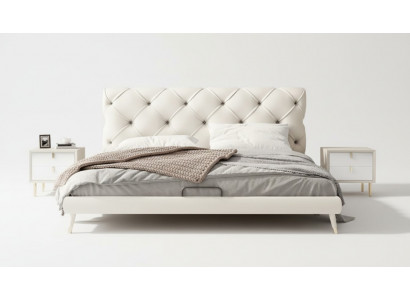 Bett Nuetsdësch 3 Stéck Schlofzëmmer Set Design Modern Luxus Better Beige