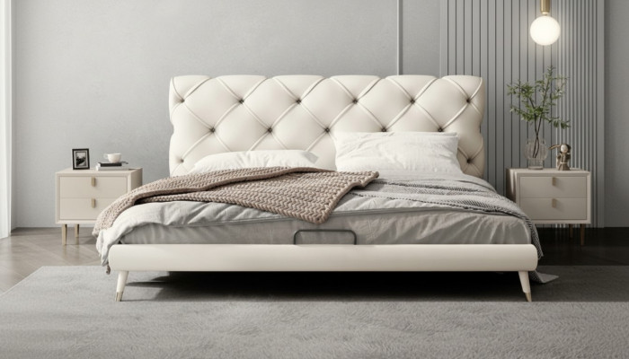 Moderne Bett Luxus Schlofkummer Better Stil Bettrahmen Miwwelen Ariichtung