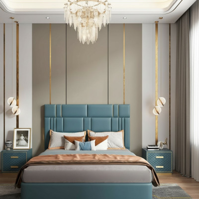 Schlofzëmmer Set Designer Luxus Grupp Garnitur Neit Bett 2x Nuetsdësch 3 Deeler.