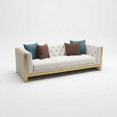 Wunnzëmmer Set Sofa 3+1 Sëtzer luxuriéis wäiss Sofas Design Lieder nei