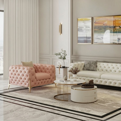 Wunnzëmmer Set Design Chesterfield Sofagarnitur Lieder Sëtz Polster 2-Deeler