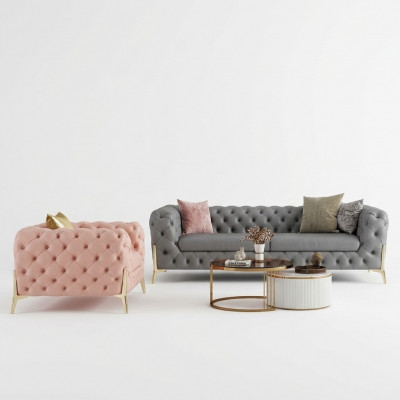 Sofa Garnitur 3+1 Sëtzer Set Design Sofas gestoppt Lieder Relax Modern Miwwelen
