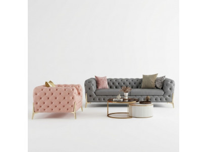 Sofa Garnitur 3+1 Sëtzer Set Design Sofas gestoppt Lieder Relax Modern Miwwelen