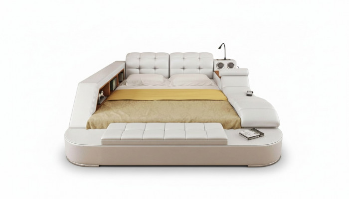 Chesterfield Duebel Luxus Design Bett 180x200 Multifunktiounsbet Nei
