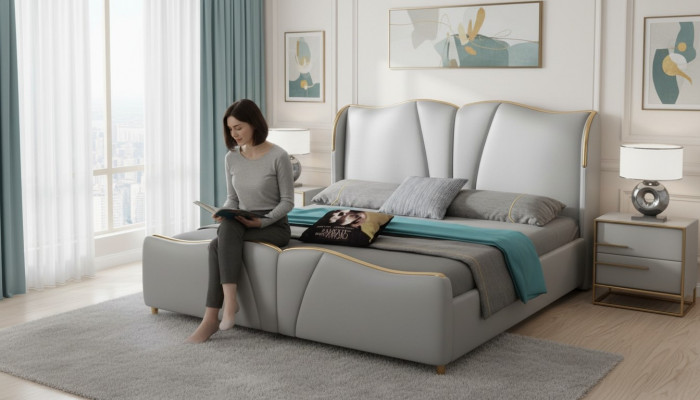 Bett Miwwel Design Better Duebelbett Luxus Schlofzëmmer Holz nei