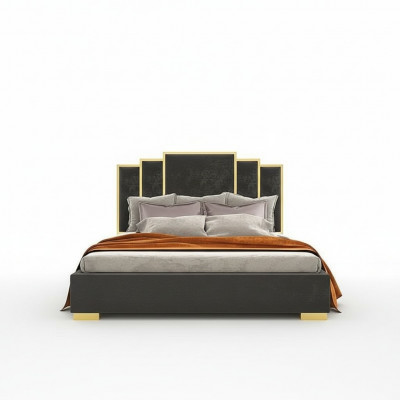 Bett 2x Nuetsdësch 3-Stéck Schlofzëmmer Set Design Modern Luxus Nuetsdëscher