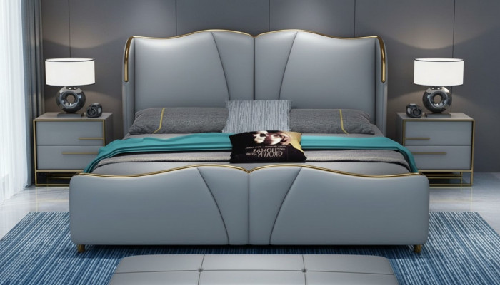 Bett 2x Nuetsdësch 3 teileg Schlofzëmmer Set Design Miwwelen Modern Luxus Better Nei