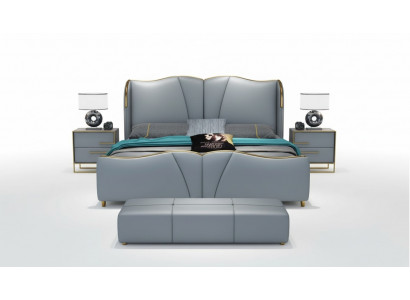 Bett 2x Nuetsdësch 3 teileg Schlofzëmmer Set Design Miwwelen Modern Luxus Better Nei