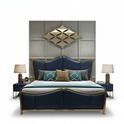 Schlofkummer Set Designer Luxus Grupp Ausrüstung Bett 2x Nuetsdëscher 3 Stéck Nei