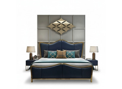 Schlofkummer Set Designer Luxus Grupp Ausrüstung Bett 2x Nuetsdëscher 3 Stéck Nei