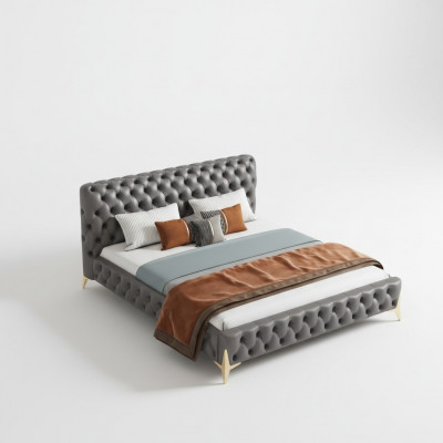 Bett 2x Nuetsdësch 3 Stéck Schlofzëmmer Set Design Modern Luxus Schlofzëmmersets