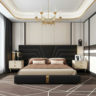 Designer Bett Better Polsterbett Metall Gold 180x200 Koppelbett Duebelbett