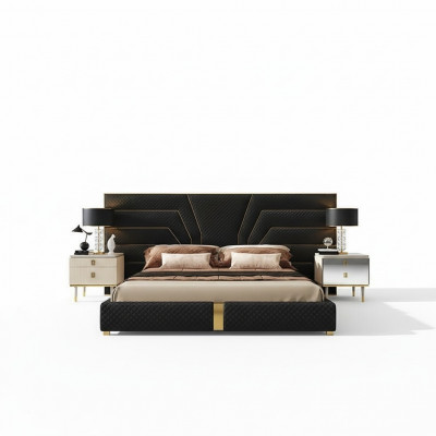 Designer Bett Better Polsterbett Metall Gold 180x200 Koppelbett Duebelbett