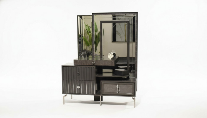 Schwaarze Schminktisch Luxus Holz Konsol Designer Schlofkummer Miwwelen
