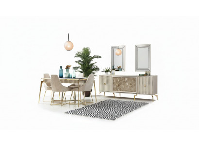 Luxus Iesszëmmer Miwwelen Iessdësch 6x Still Sideboard Spigel 10tlg Neien