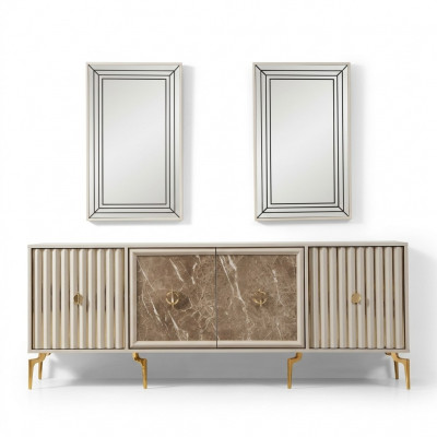 Modern Sideboard mat 2x Spigelen Designer Luxus Wunnzëmmer Miwwelen Holz