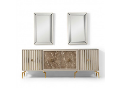 Modern Sideboard mat 2x Spigelen Designer Luxus Wunnzëmmer Miwwelen Holz