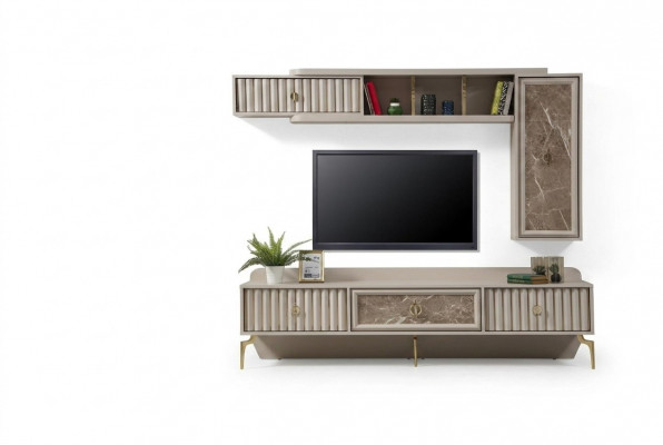 Designer Modern Wunnwand Luxus Holz Regaler Wunnzëmmer Miwwelen Stilvoll